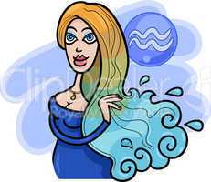 woman cartoon illustration aquarius sign