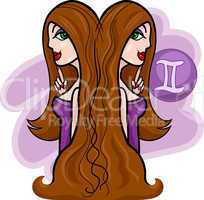 women cartoon illustration gemini sign