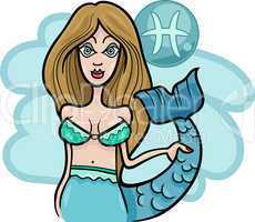 woman cartoon illustration pisces sign