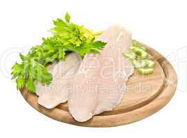 Fresh fish fillets with spices and celery