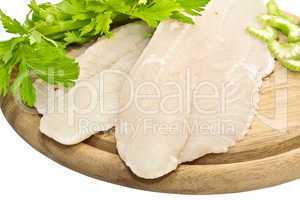Fresh fish fillets with spices and celery