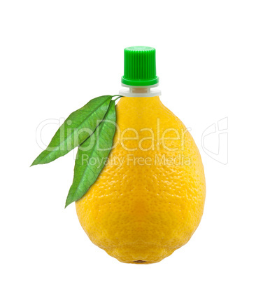 bottle of lemon juice in a lemon-shaped