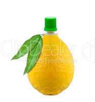 bottle of lemon juice in a lemon-shaped