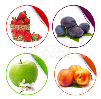 fruit stickers isolated on white background