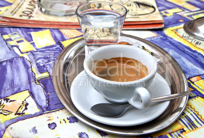 cup of coffee in a street cafe