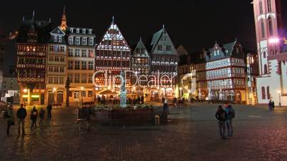 Römerberg in Frankfurt bei Nacht