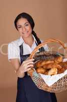 Lovely lady with fresh croissants