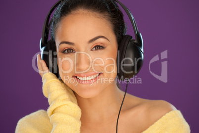 Gorgeous woman enjoying her music