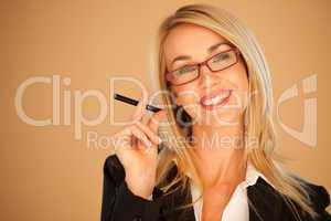 Attractive professional woman smoking