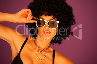 Sexy woman with black afro hairstyle