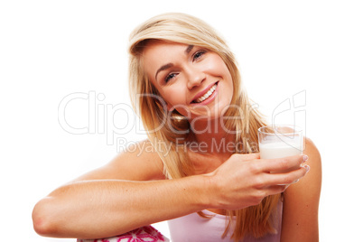 Healthy woman with glass of milk