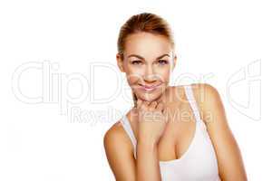 Beautiful smiling woman with dreamy expression