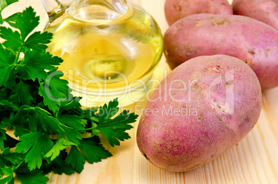 Potatoes red with parsley and oil