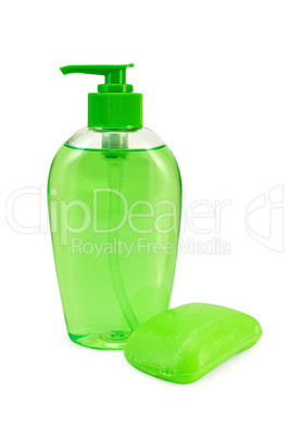 Soap green liquid and solid