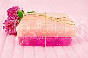 Soap homemade with pink clover