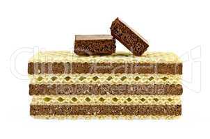 Wafers a stack with two slices of of porous chocolate