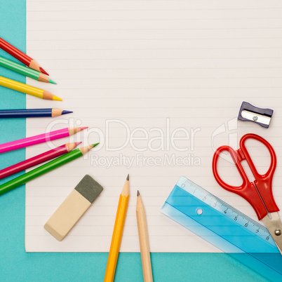 Back to school notepad with supplies