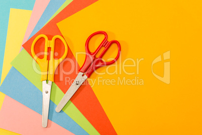 Color papers with scissors paperwork art