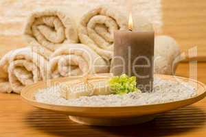 Spa decor wooden tray with candle soap