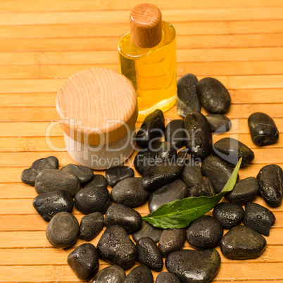 Spa zen stones with salt and oil