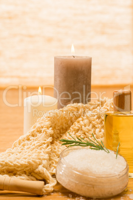 Massage treatment candles with oil scrub salt