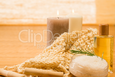 Massage treatment candles with oil scrub salt