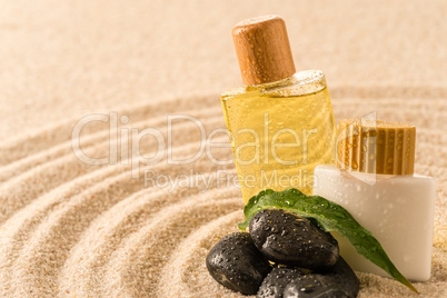 Spa therapy cosmetic products with zen stones