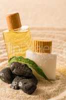 Spa therapy cosmetic products with zen stones