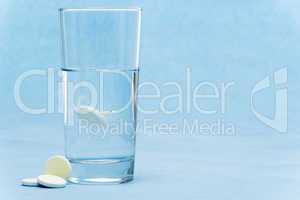 Soluble tablet throw in water glass