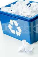 Blue recycling box with paper waste bin