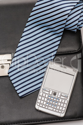 Business accessories tie phone leather briefcase