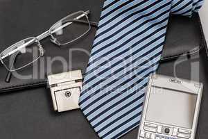 Business accessories tie phone leather briefcase