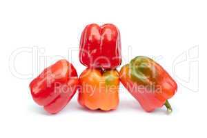 Fruits of sweet pepper on white