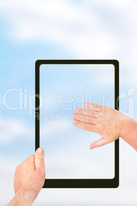 Hand holding Tablet PC