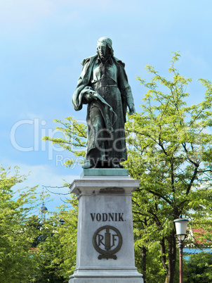 Statue Valentin Vodnik at Ljubljana in Slovenia