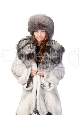 Sexy woman wearing winter fur