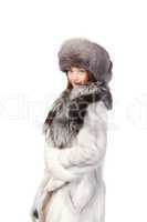 Sexy woman wearing winter fur
