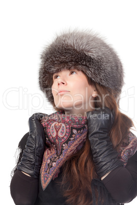Elegant woman in winter outfit