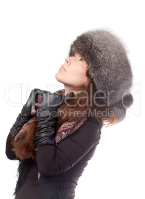 Elegant woman in winter outfit