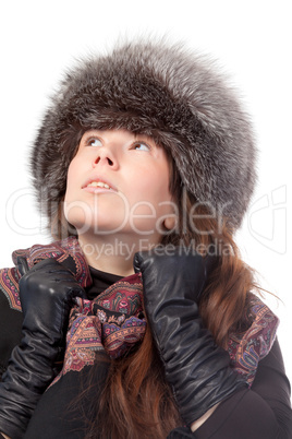 Elegant woman in winter outfit