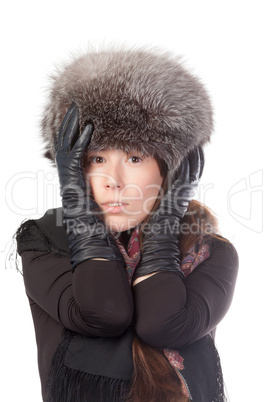 Vivacious woman in winter outfit