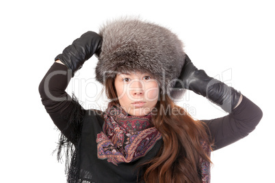 Glamorous woman in winter fashion