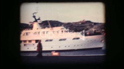 Vintage 8mm. Docked yacht