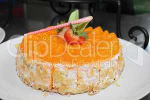 Orange cake toping with fruit