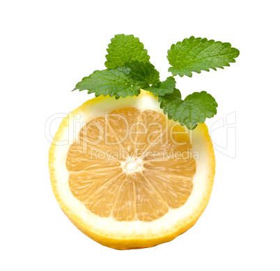 lemon and mint isolated on white background