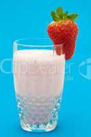 Strawberry milkshake on a blue background