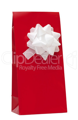 gift box with white bow isolated on white background