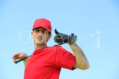 Golfer thumbs up.