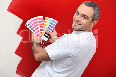 Painter with color samples