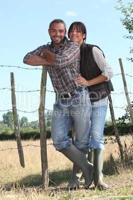 young couple of farmers